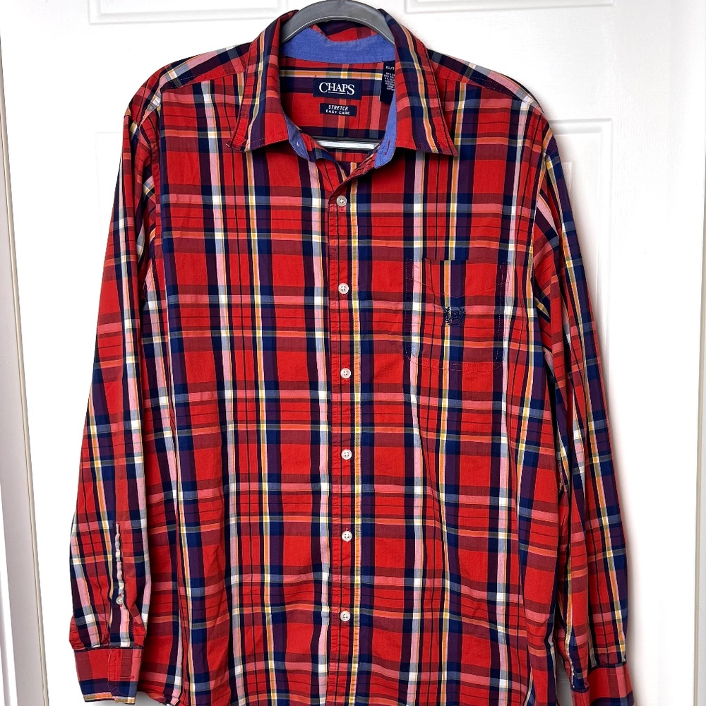 Men's Chaps Classic Long Sleeve Plaid Button Down, XL